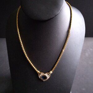 Pretty Heavy Gold-Plated Chain with Lab Grown Saffire Blue Heart